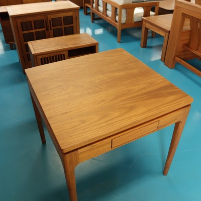 小钟 姜珀姜墨方桌 缅甸柚木实木棋牌桌掼蛋桌餐桌原木榫卯桌子
