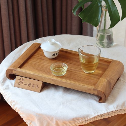 小钟 缅甸柚木干泡茶盘实木双面用两用长方形茶道托盘家用长方形