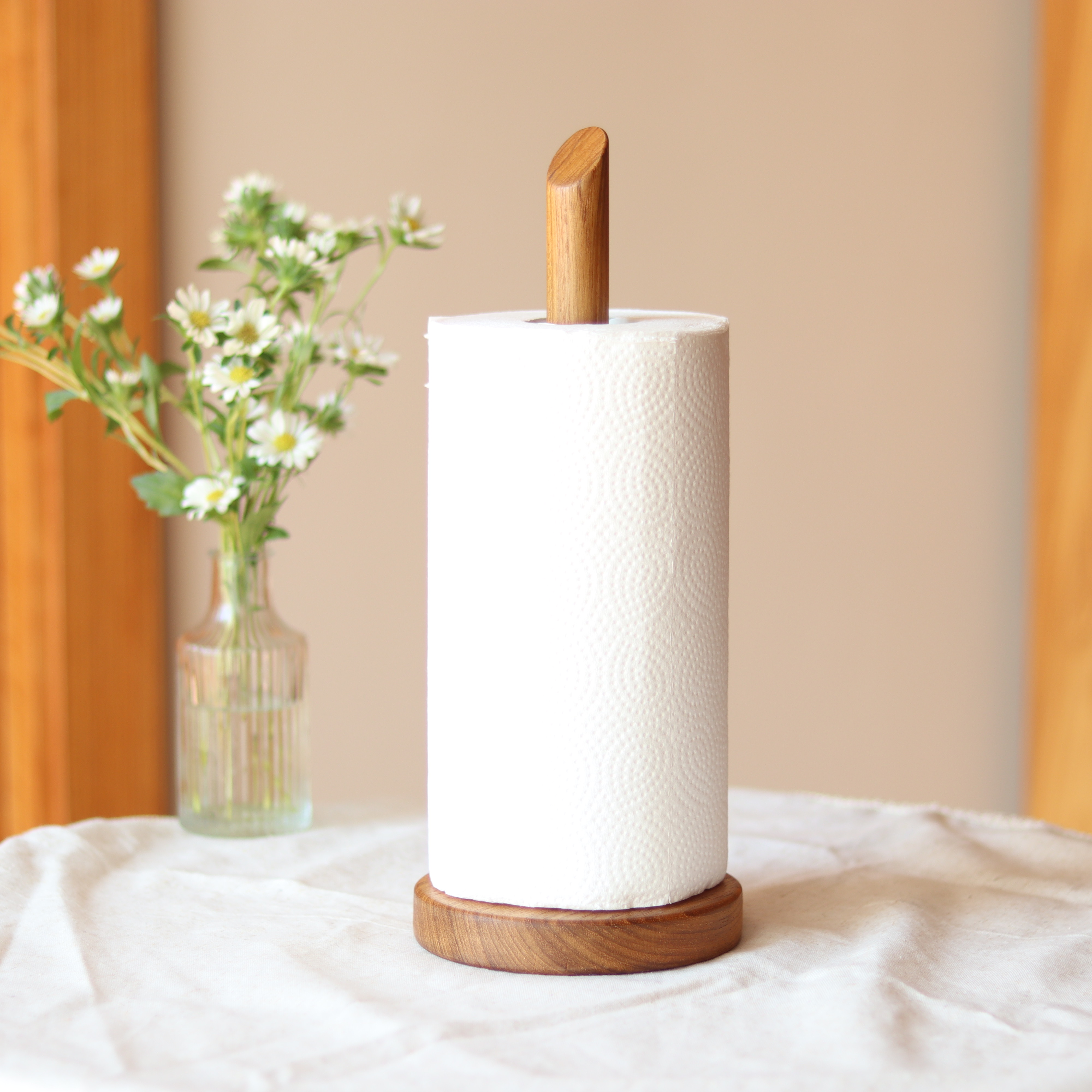 小钟名木 缅甸柚木厨房纸巾架立式木质家用收纳架卷纸架防霉实木