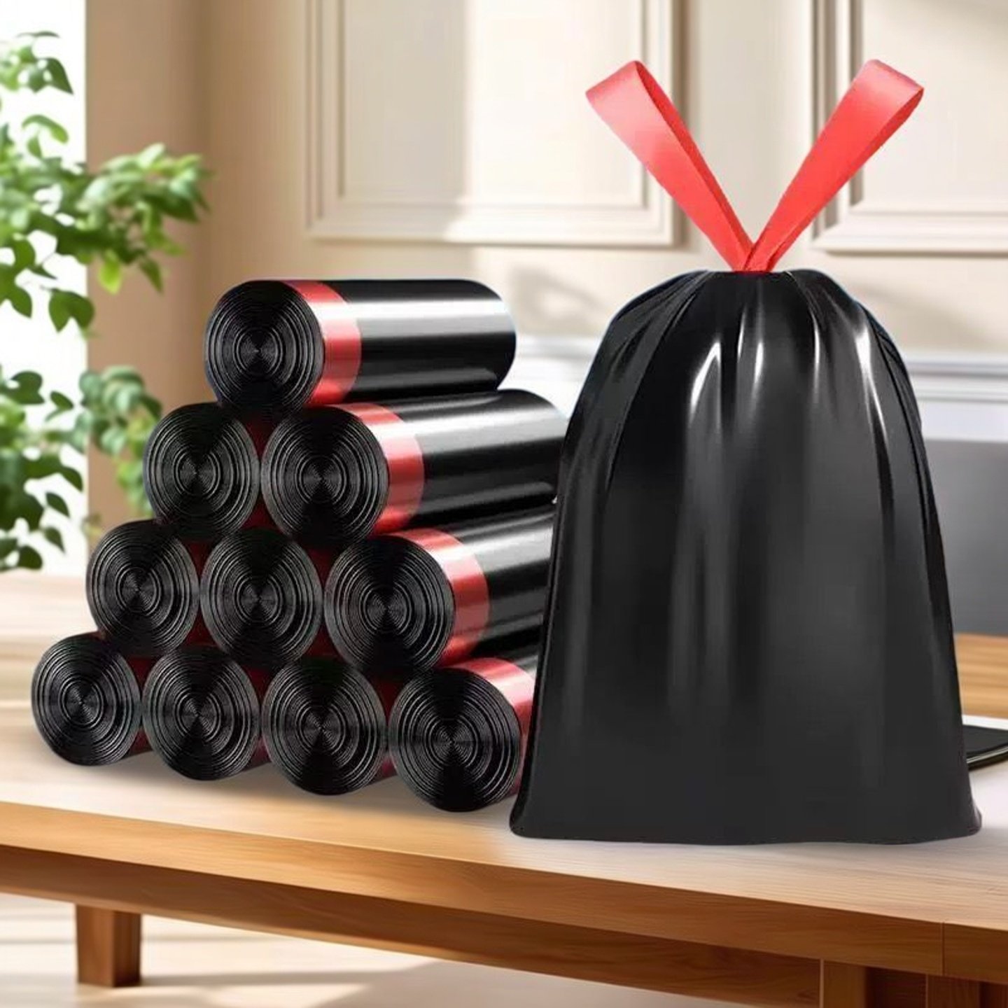 抽绳加厚垃圾袋手提式家用大号自动抽绳式收口宿舍办公塑料袋黑色,家庭/个人清洁工具,家用垃圾袋,淘宝优惠券,粉丝福利购,淘宝优惠卷