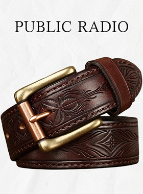 PUBLIC RADIO｜西部真皮腰带远古图腾复古印第安部落雕花头层牛皮