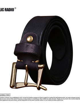 PUBLIC RADIO | 西部牛仔斧头形铜扣头层牛皮腰带意大利进口手工