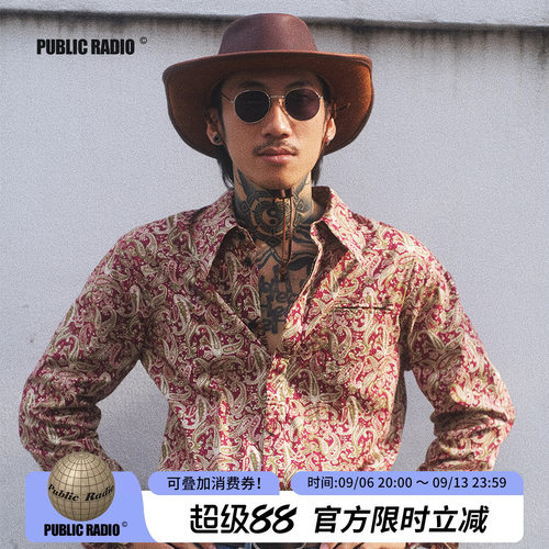 公共电波尖领长袖墨西哥复古长袖