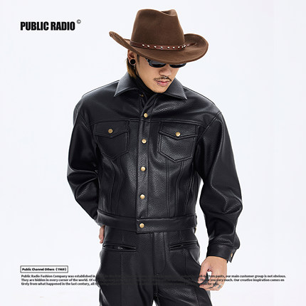 PUBLIC RADIO｜90年代美式复古重磅厚款真皮皮衣夹克加绒羊毛保暖