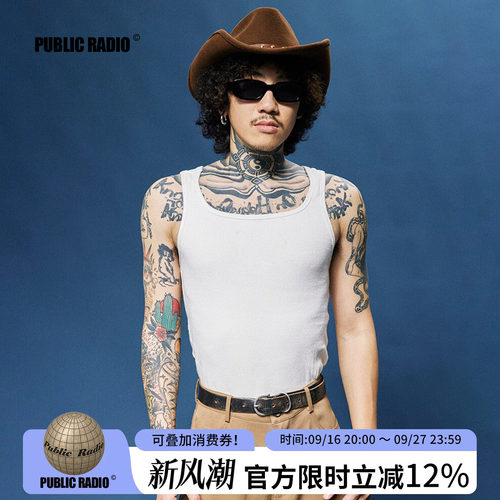 美式复古紧身弹力西部牛仔背心