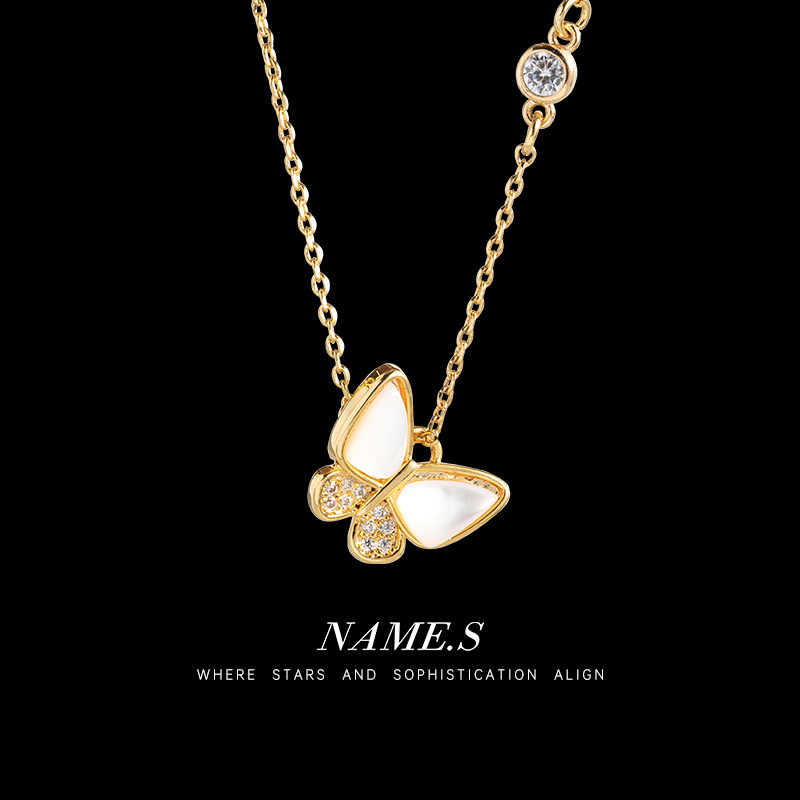 name.s白贝母蝴蝶项链insins小众