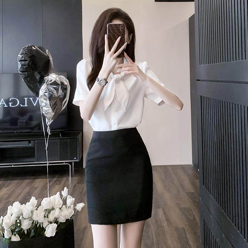 白色衬衫职业套装裙女2025新款夏季薄款气质通勤高级感衬衣工作服