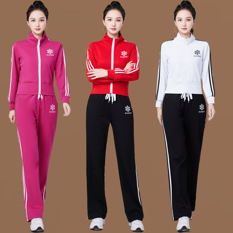 广场舞服装新款鬼步舞立领双头拉链运动健身套装团体健身跳舞衣服