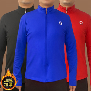 长袖 新款 广场舞保暖 运动外套立领加绒加厚健身操服装 秋冬抓绒男款