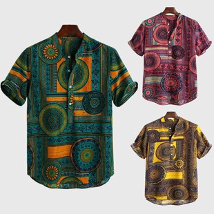 Casual Loose Shirts Henley Men Shirt Summer Tops男士T恤