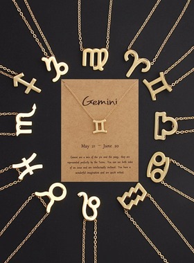 Zodiac women necklace alloy gold silver gift couple girls