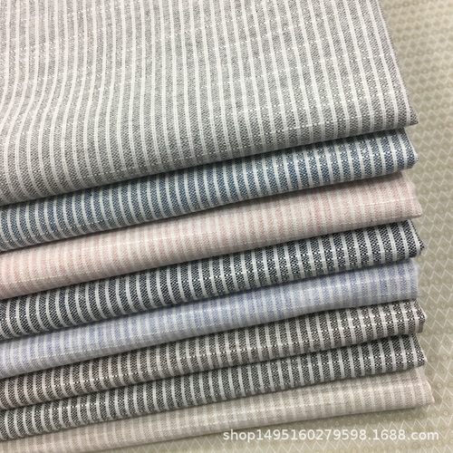 厂家现货 竹节麻布涤棉麻面料条纹 优质服装家纺家饰麻棉布料