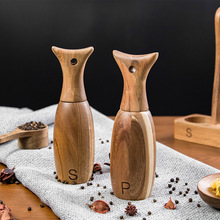 木质玫瑰海盐黑白胡椒粒研磨器家用花椒粗盐粉末手动旋转式研磨