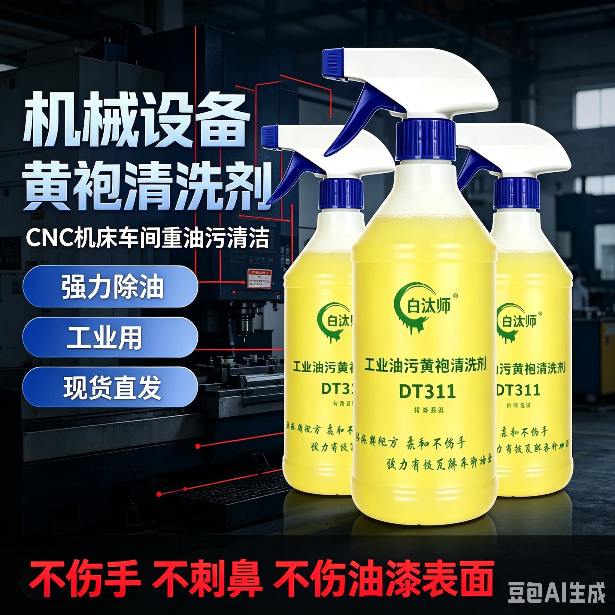 机械设备黄袍油污清洗剂500ml3瓶