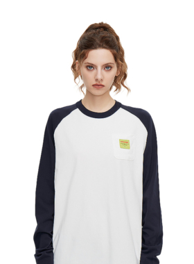 54YS 拼色基础圆领国潮长袖情侣男卫衣春秋款薄