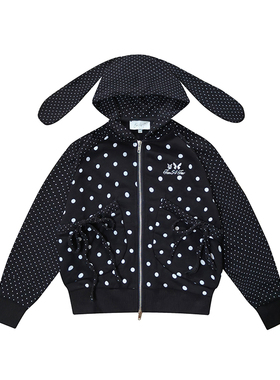 54YS兔耳朵韩系波点抽身口袋短款外套通勤百搭校园简约流行