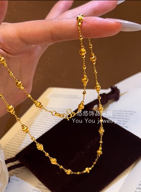 轻奢超闪金色蹦迪珠猫眼珠项链女高级小众设计简约时尚叠戴锁骨链