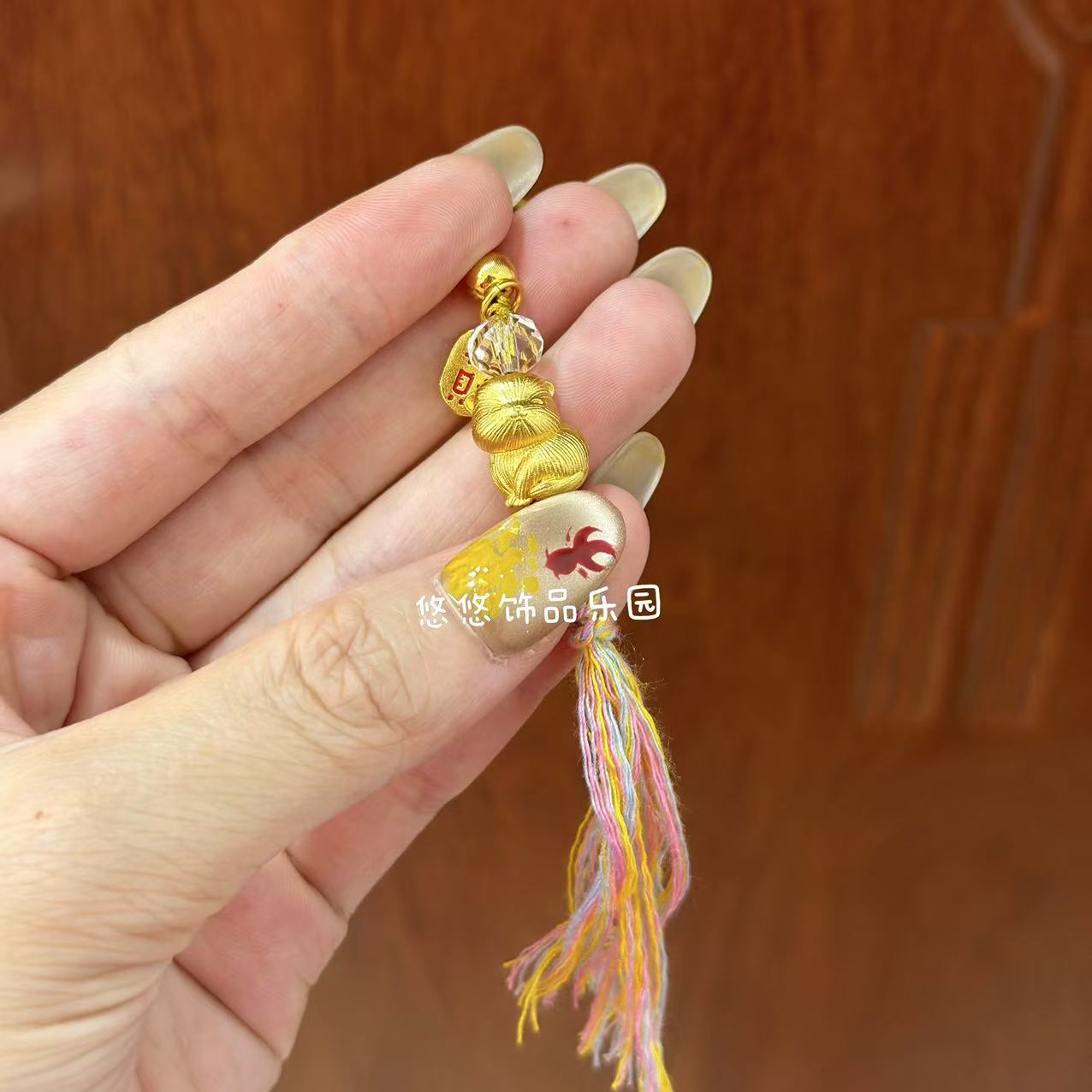 新中式古法沙金拉丝猫咪挂坠流苏包挂件女小众轻奢高级送女友礼物