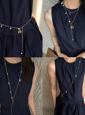 日本优选MUJIE设计感琥珀小包包吊坠女新款度假风珍珠配连衣裙小