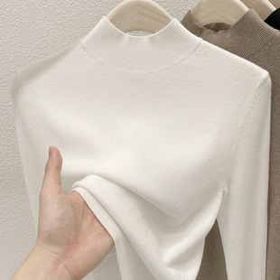 新品半高领白色针织打底衫毛衣女秋冬内搭2025新款春秋高级感爆款
