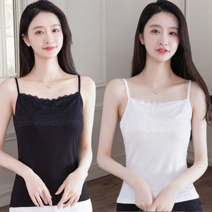 潮 蕾丝吊带背心女春秋大码 西装 打底内搭上衣修身 显瘦外穿花边小衫