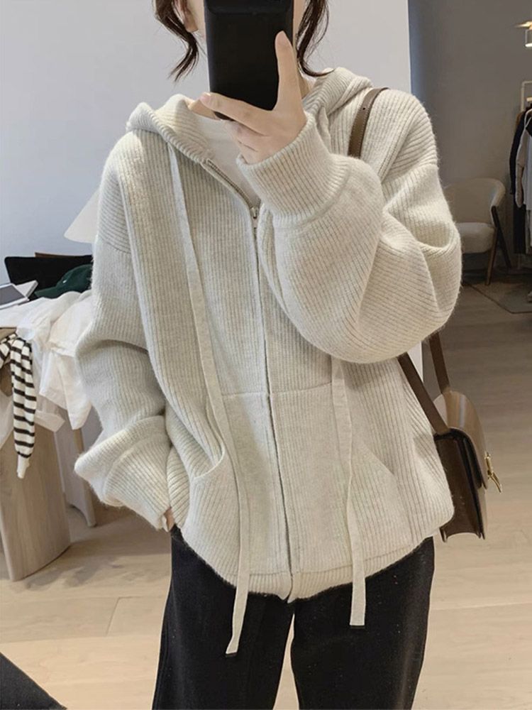 加厚慵懒风针织开衫宽松外套