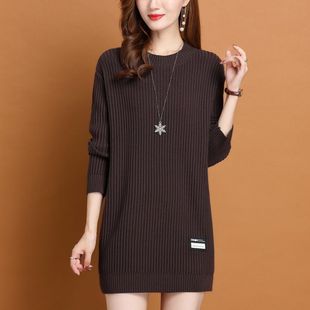 中长款毛衣女士秋冬宽松加厚遮屁股秋装2025新款小个子洋气打底衫