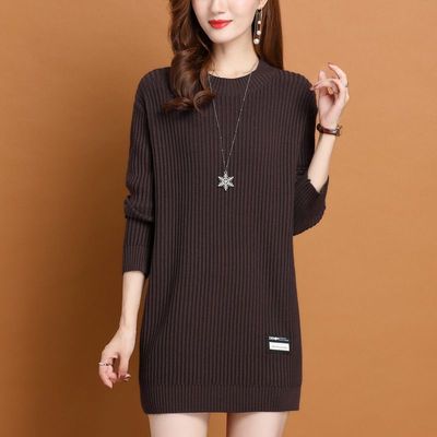 中长款毛衣女士秋冬宽松加厚遮屁股秋装2025新款小个子洋气打底衫