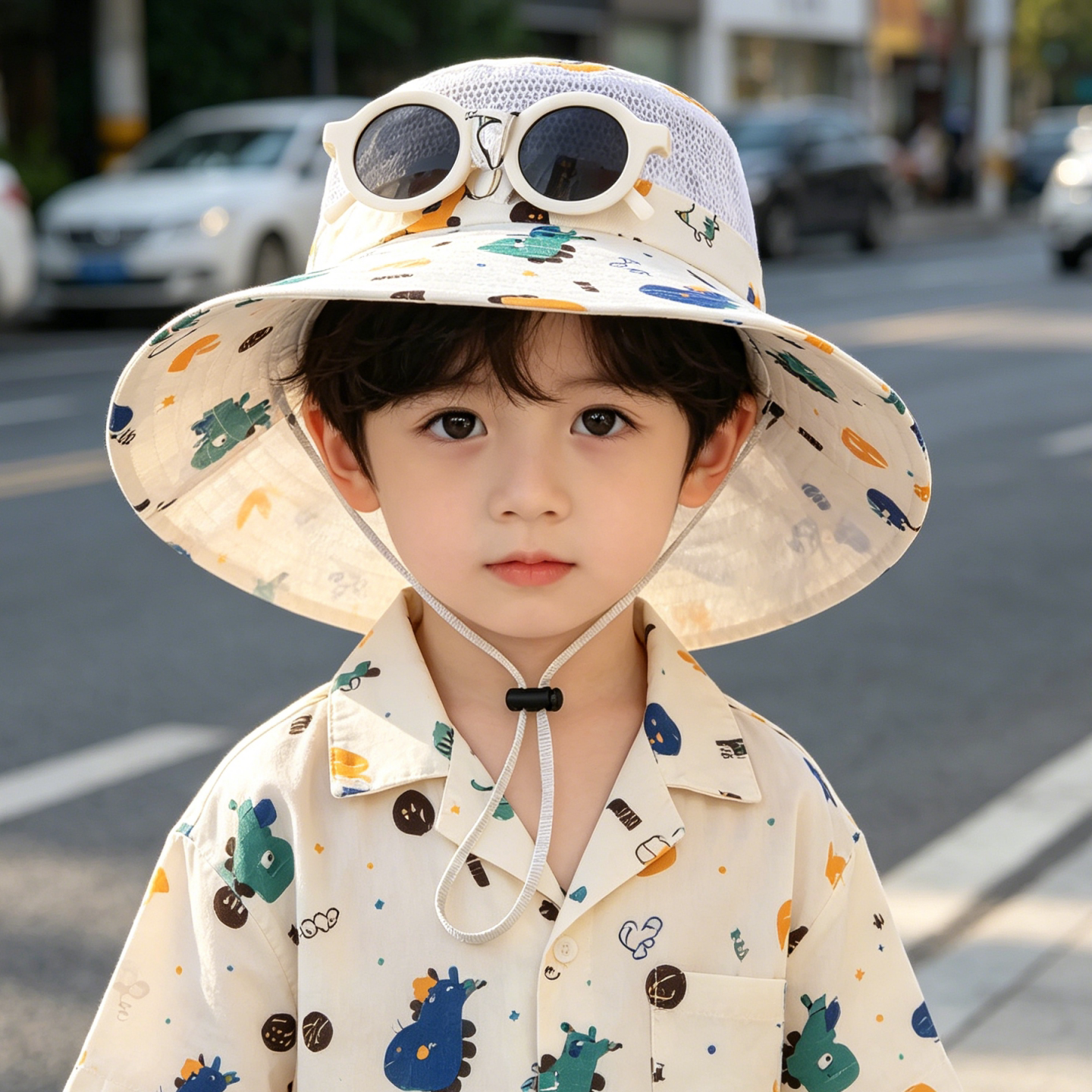 夏季儿童大檐防紫外线墨镜渔夫帽图片