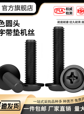 PWM新款欧帝利国标黑色十字圆钉电脑机箱盘头带垫机丝带介螺丝M6