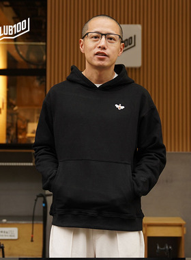 CLUB100春秋款全棉连帽卫衣宽松长袖上衣加绒帽衫男女款