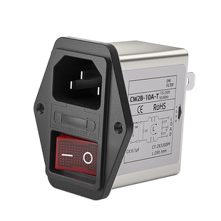 IEC插座式电源滤波器EMI抗干扰CW2B-3/6/10A-T带灯开关带保险220V