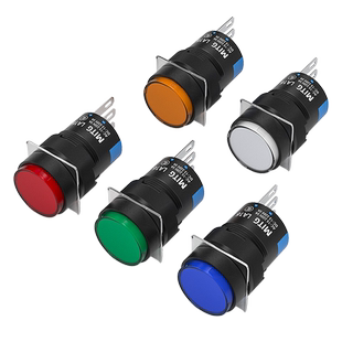 16mm圆形按钮开关LA16带灯开关小按键点动自复位电源启动停止开关