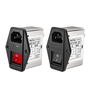 IEC插座式电源滤波器EMI抗干扰CW2C-3/6/10A-T带灯开关带保险220V