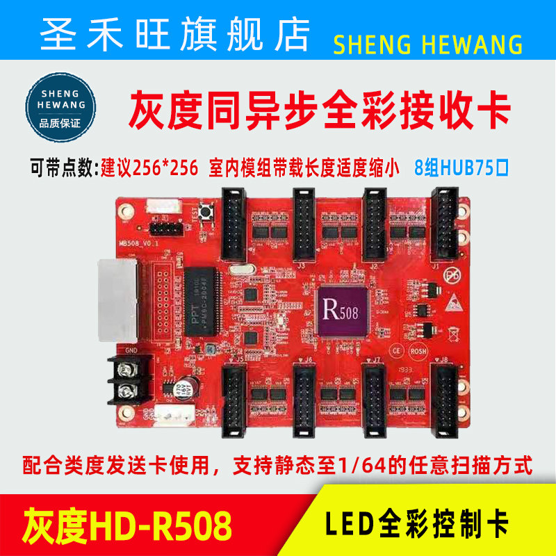 灰度hd-r508t全彩控制卡led电子显示屏同异步接收器系统卡