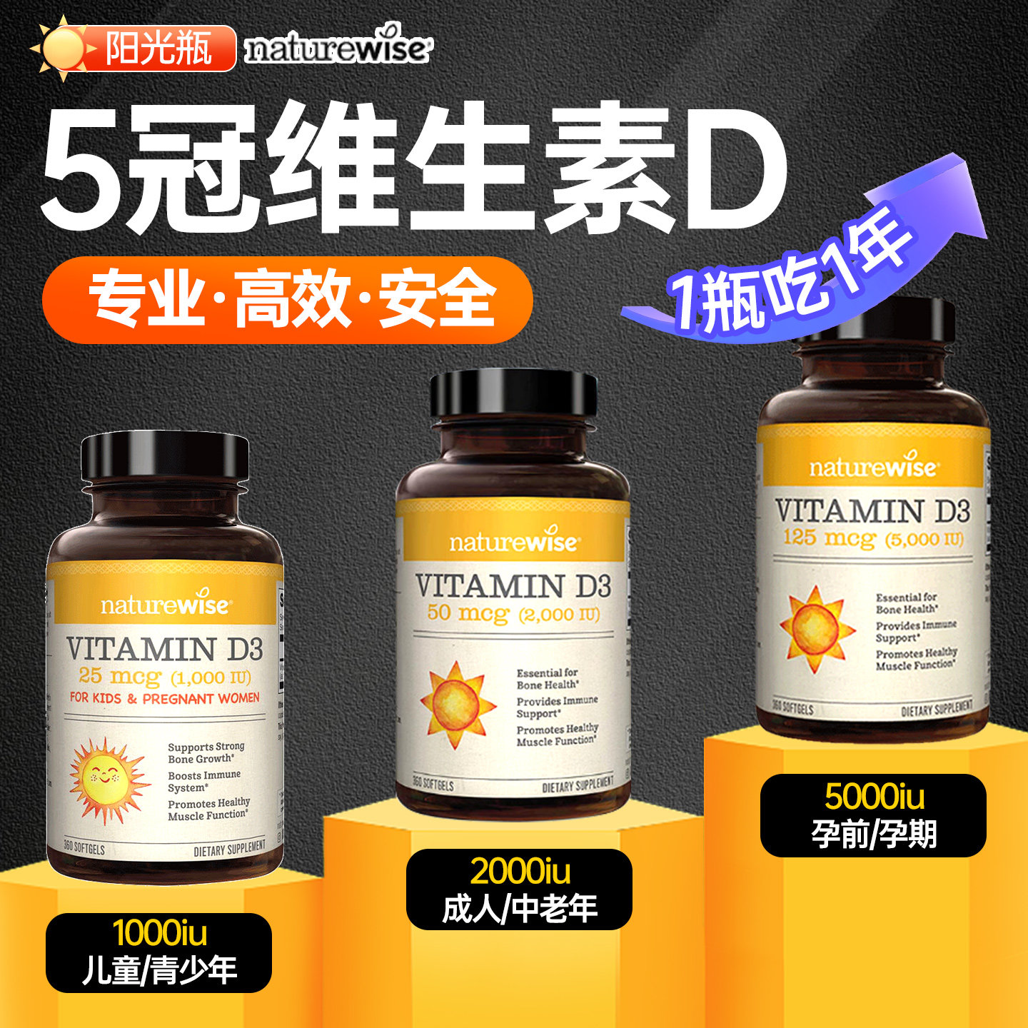 维生素d3成人女vd软胶囊阳光瓶美国进口naturewise正品官方旗舰店,保健食品/膳食营养补充食品,钙镁锌,淘宝优惠券,粉丝福利购,淘宝优惠卷
