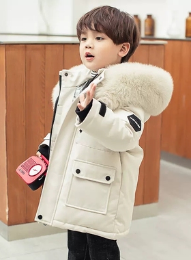 英国next sara中长款儿童羽绒服男童中长款洋气小童加厚冬装外套
