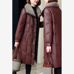 2025冬季海宁新款羊驼绒皮衣加厚保暖妈棉袄女中长款绵羊皮厚外套