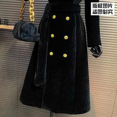 新款小香风黑色金丝绒加