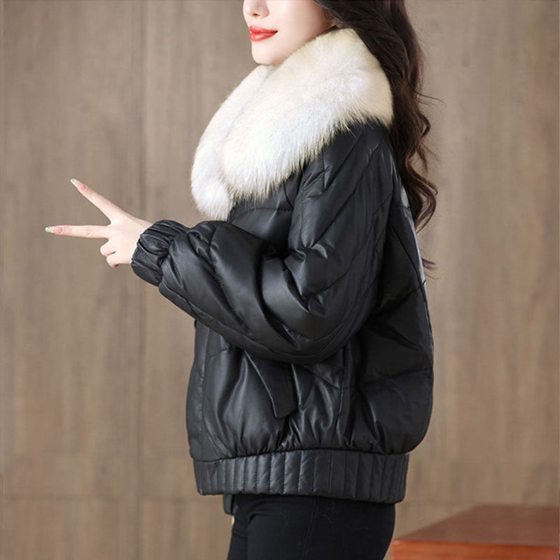 海宁皮草短款羽绒棉服女2