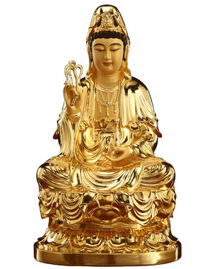 台湾全铜鎏金观音菩萨佛像家用摆