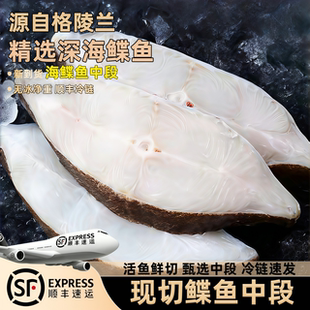 鲽鱼中段格陵兰大比目鱼排冷冻新鲜鸦片鱼扒蝶鱼块格林兰碟鱼肉