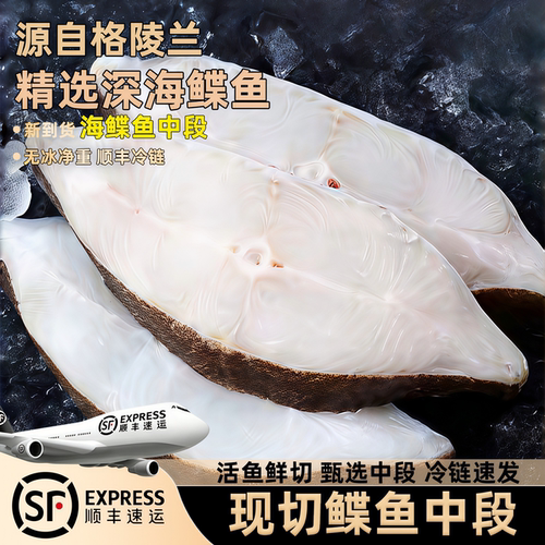 鲽鱼段格陵兰冷冻新鲜比目鱼段
