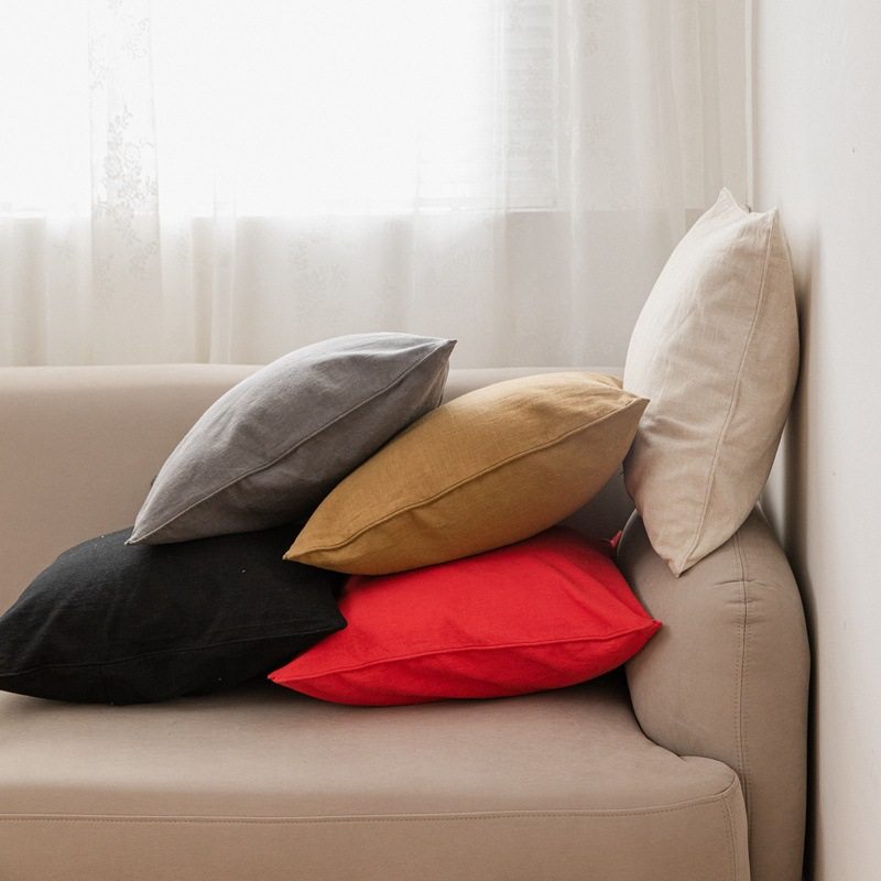 日式纯色棉麻抱枕沙发靠背枕简约腰靠抱枕套含芯靠垫沙发床头