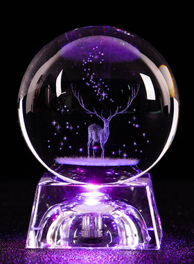 水晶光球足球太阳银河系家居工艺品礼品办公摆件内雕光球