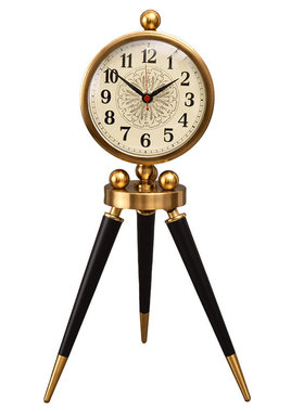 美式复古创意客厅静音座钟家居桌面摆件欧式家用装饰台式三脚