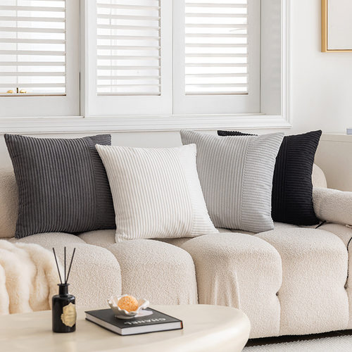 严选灯芯绒办公室腰靠抱枕套简约现代靠垫客厅卧室沙发枕套