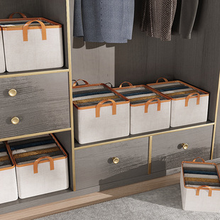 新款 棉麻布艺衣服收纳筐皮手提钢架杂物置物筐衣物玩具零食收纳