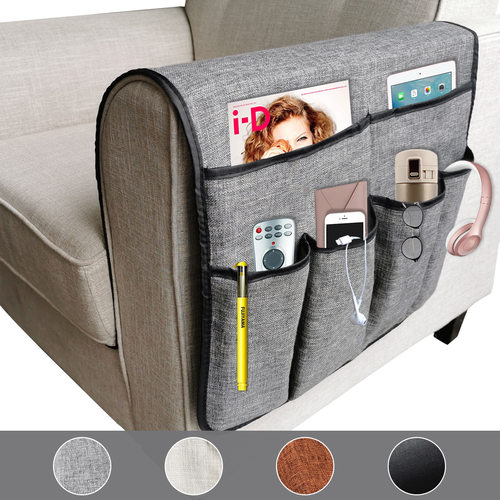 棉麻沙发收纳袋遥控器糖果书化妆品沙发扶手收纳袋大码