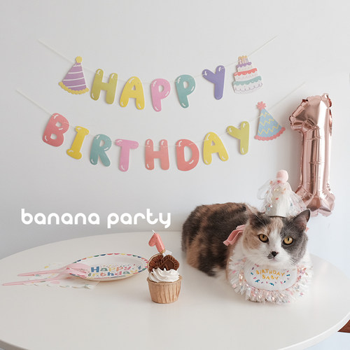 马卡龙蛋糕拉旗宠物生日派对